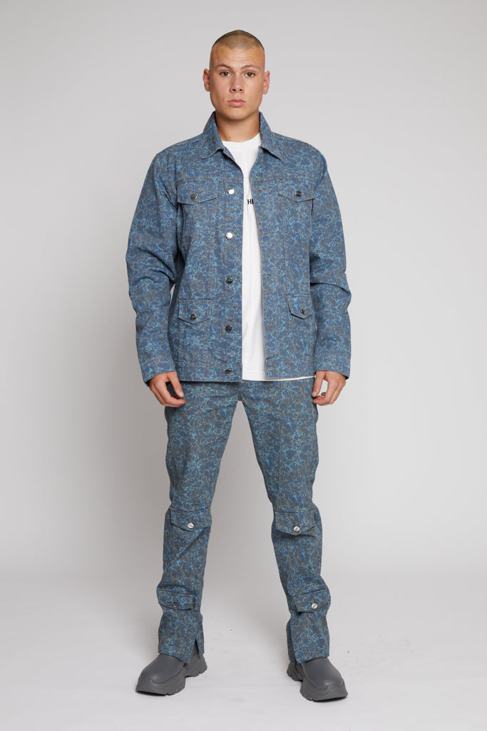 PRINTED DENIM JACKET - GREY