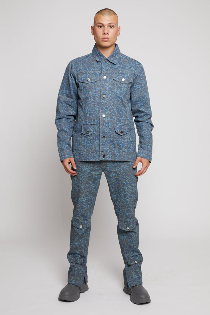 PRINTED DENIM JACKET - GREY