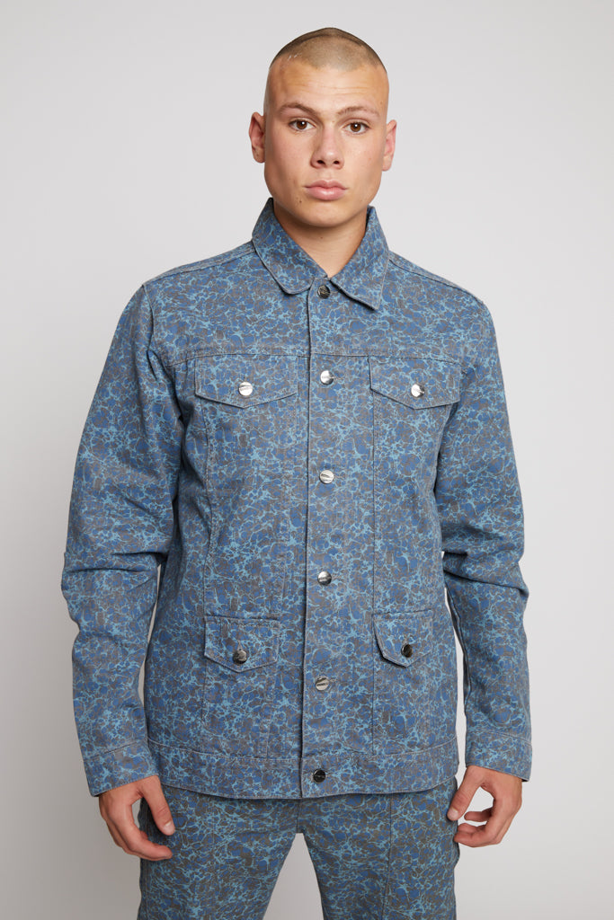 PRINTED DENIM JACKET - GREY
