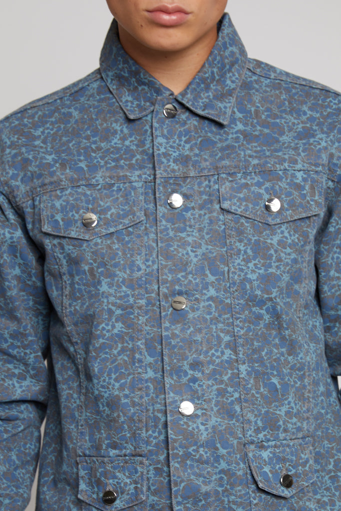 PRINTED DENIM JACKET - GREY