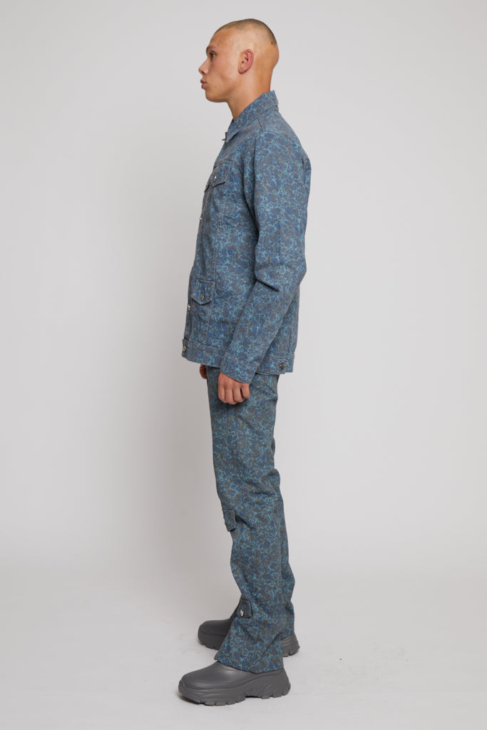 PRINTED DENIM JACKET - GREY