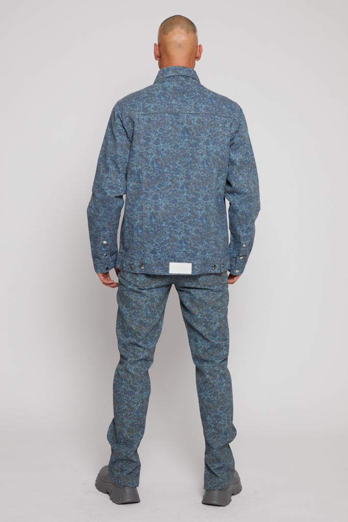 PRINTED DENIM JACKET - GREY