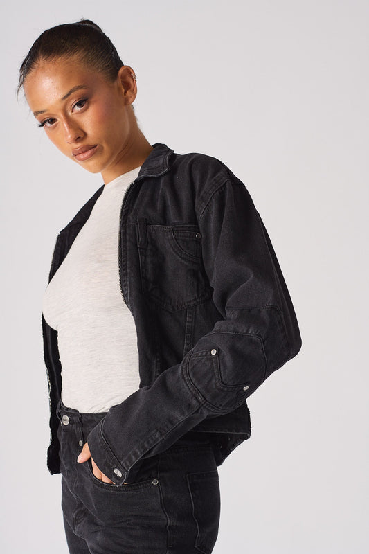 REGULAR DENIM JACKET - BLACK