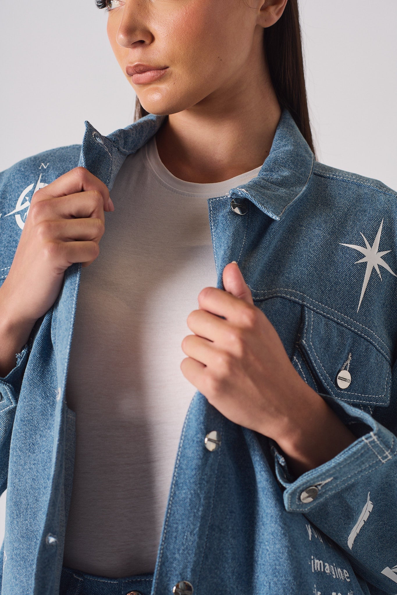 Printed Denim jacket - Light blue