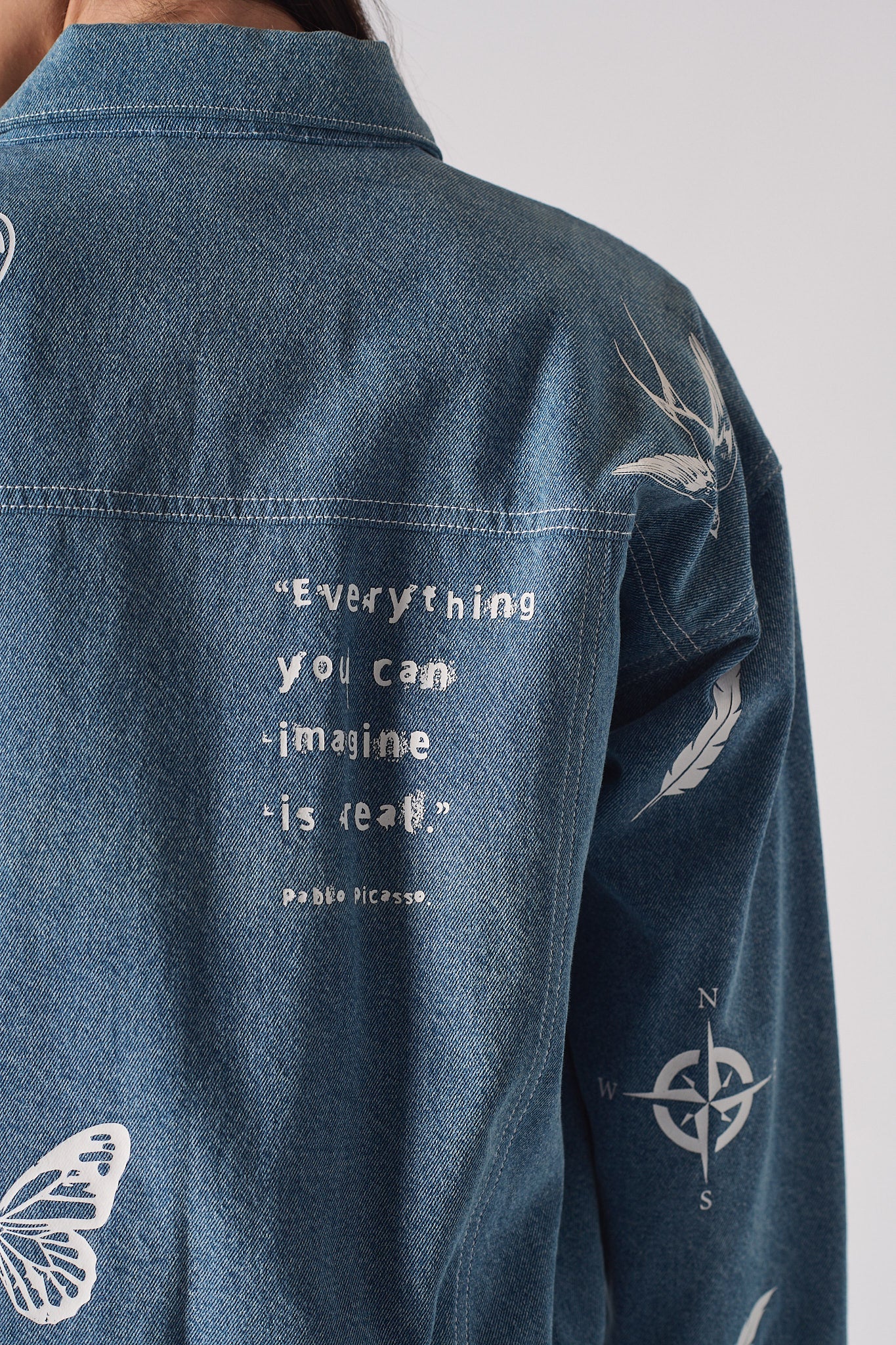 Printed Denim jacket - Light blue