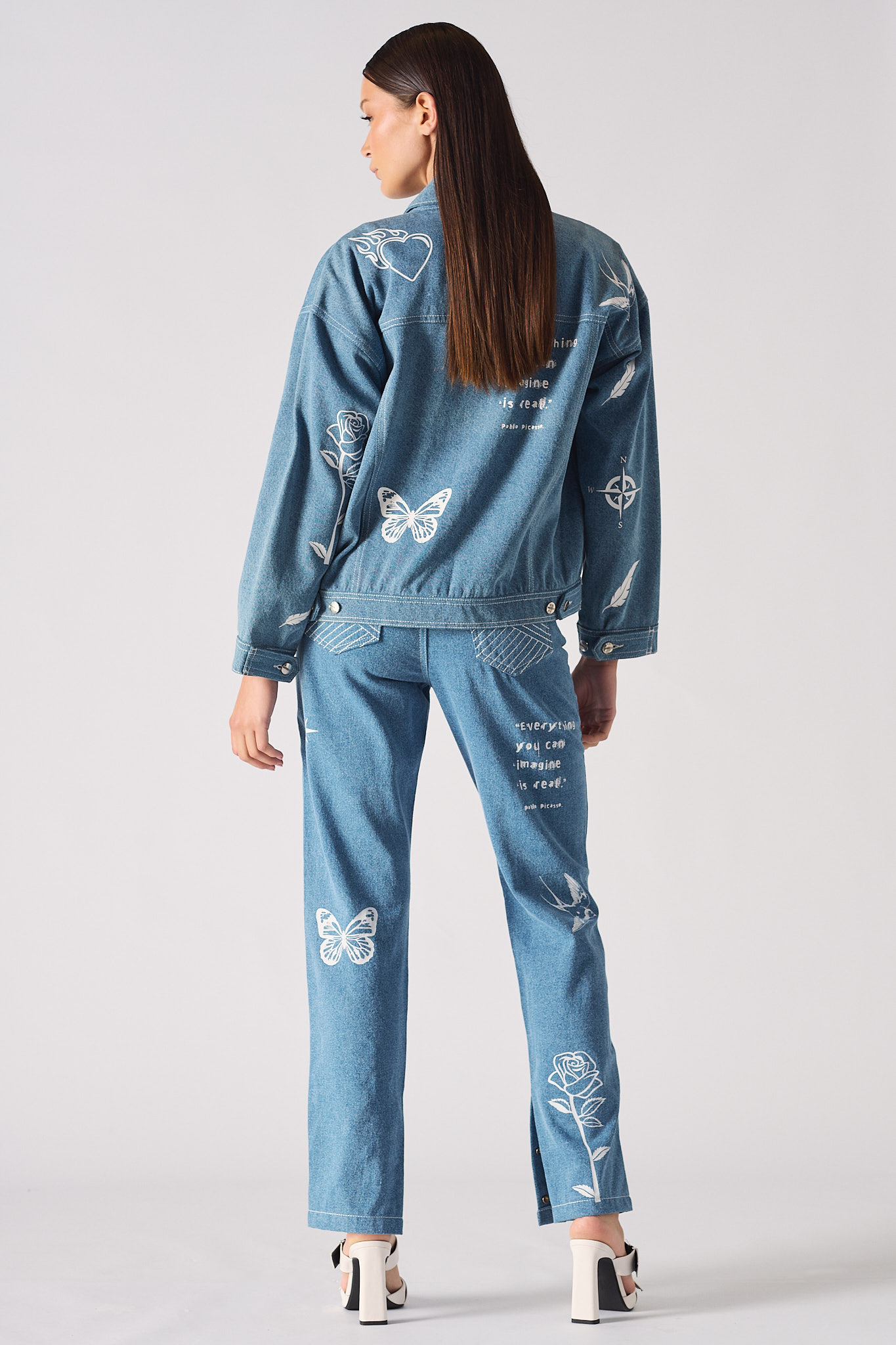 Printed Denim jacket - Light blue