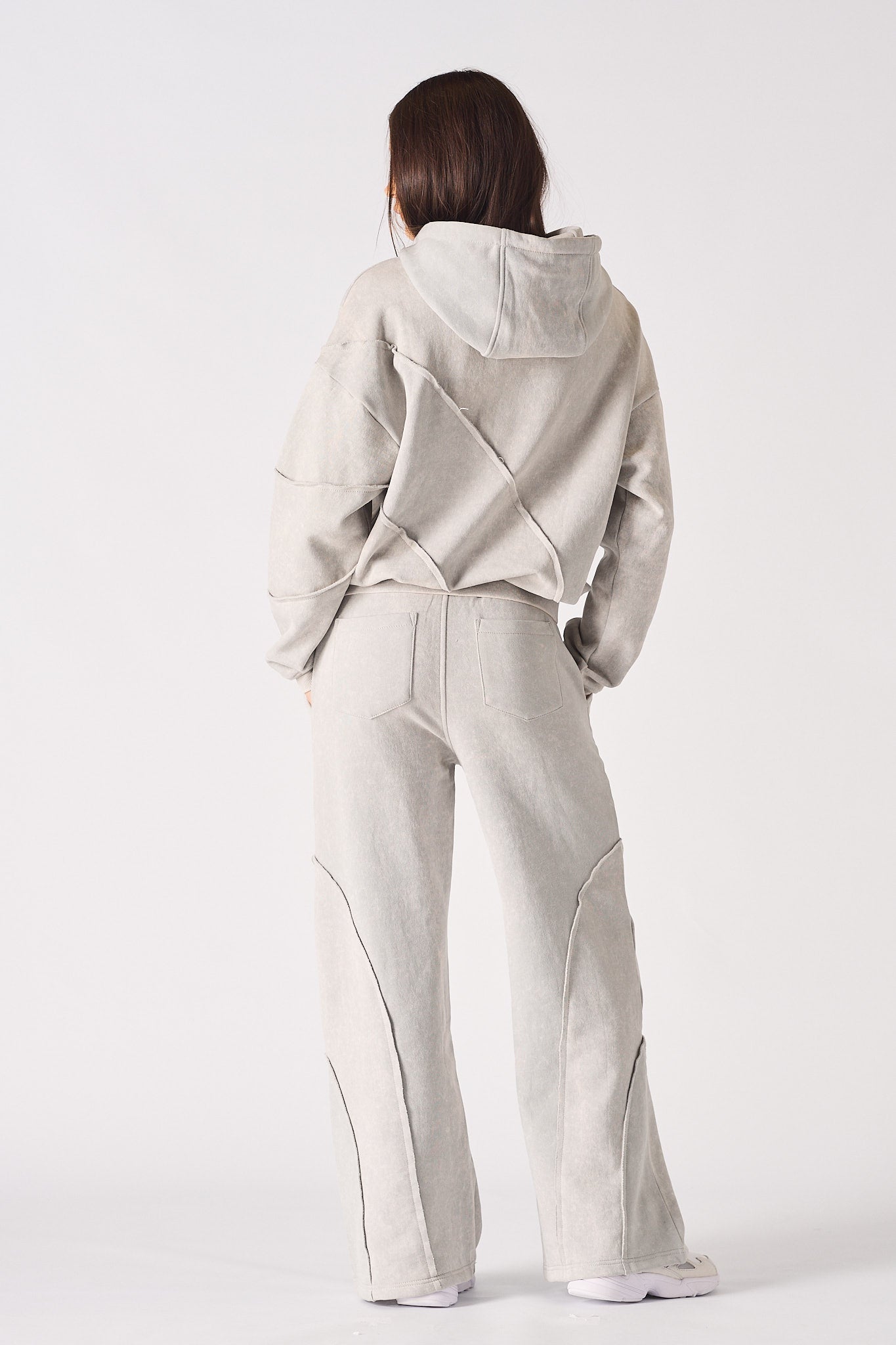 HERMAN SEAM DETAIL HOODIE - GREY ACID WASH