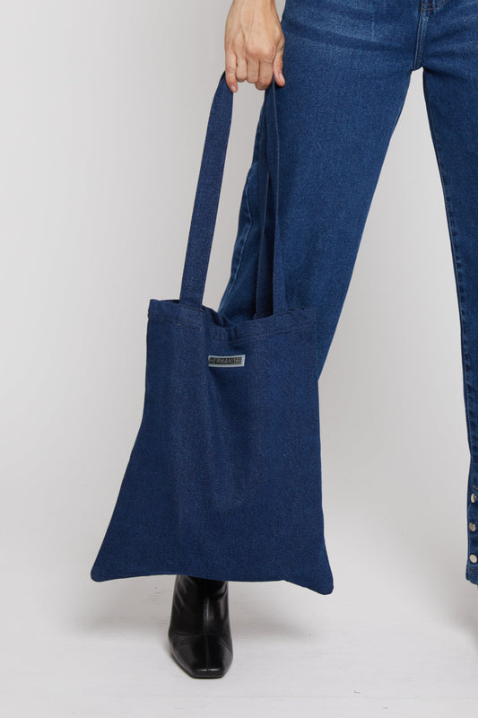 UPCYCLED DARK WASH DENIM TOTE BAG