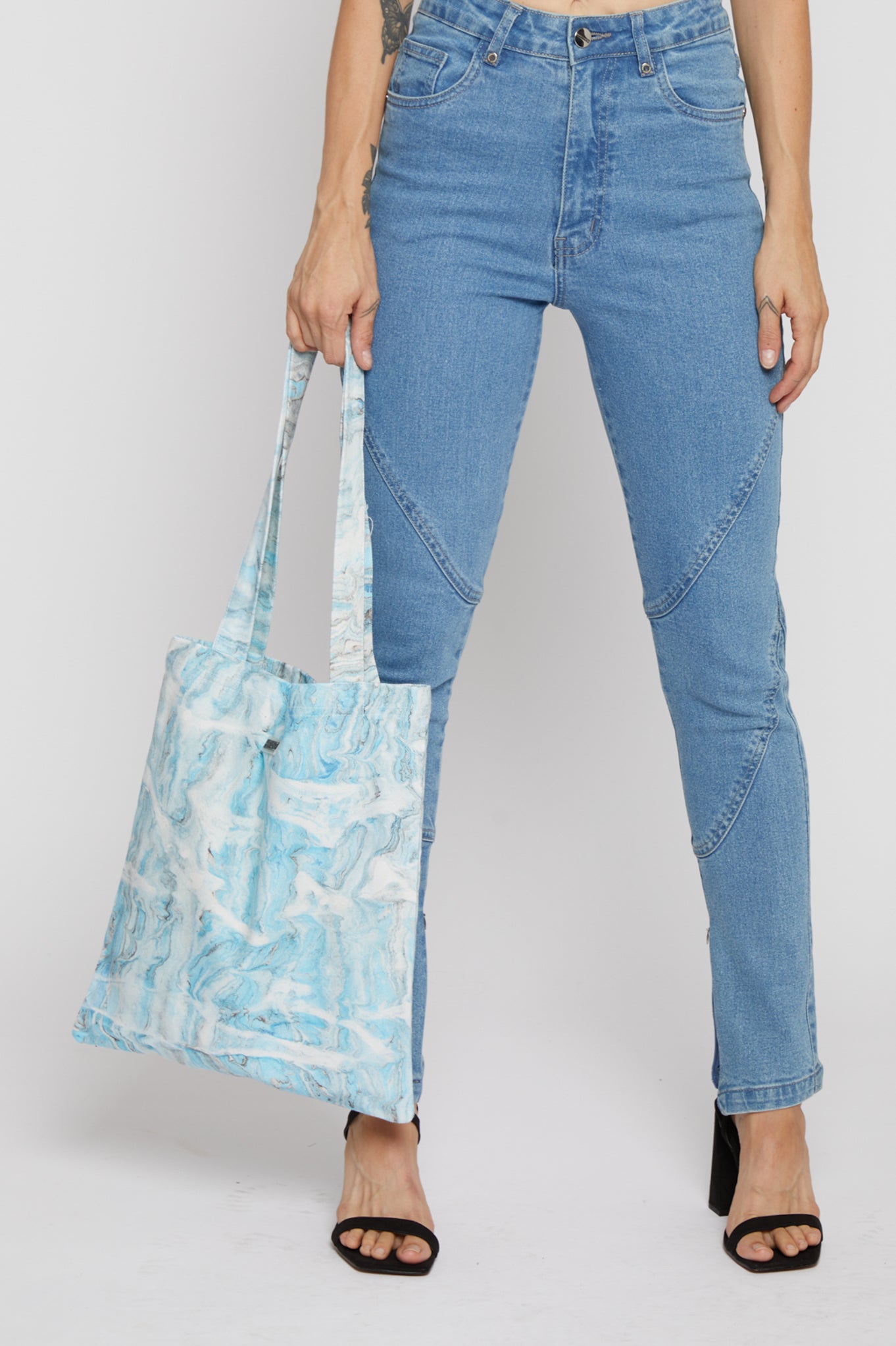 UPCYCLED HAND DYED MARBLE TOTE BAG