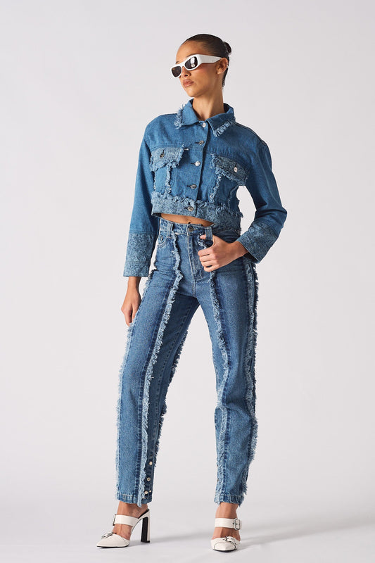 CROPPED DENIM JACKET - LIGHT BLUE