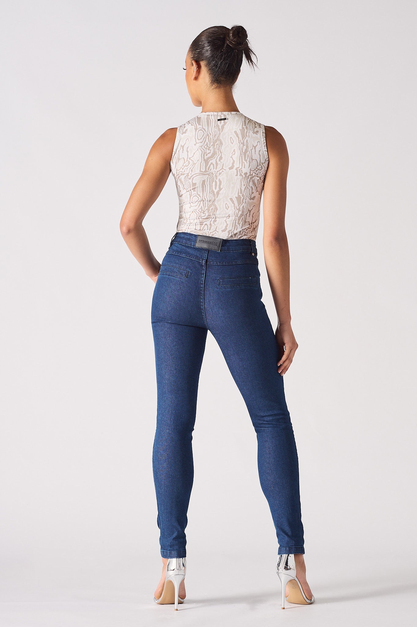 HIGH WAISTED SKINNY JEANS - DARK BLUE