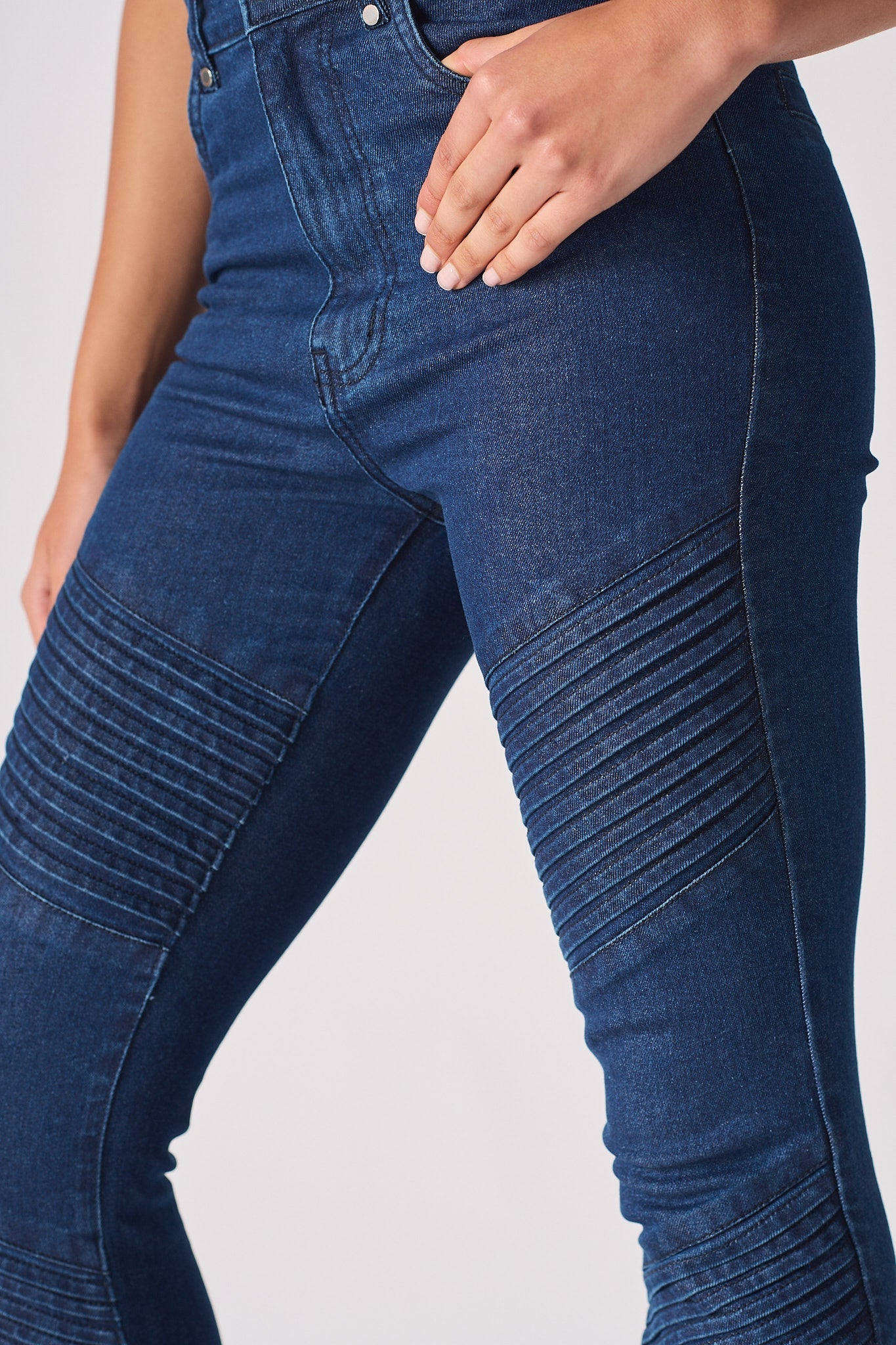 HIGH WAISTED SKINNY JEANS - DARK BLUE