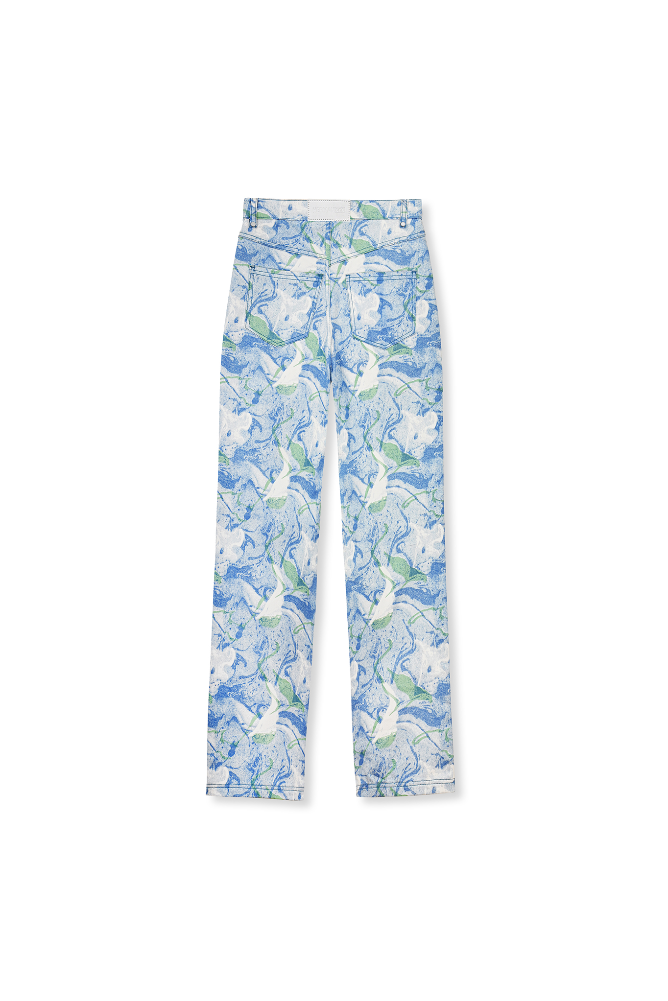PRINTED STRAIGHT LEG JEANS - BLUE