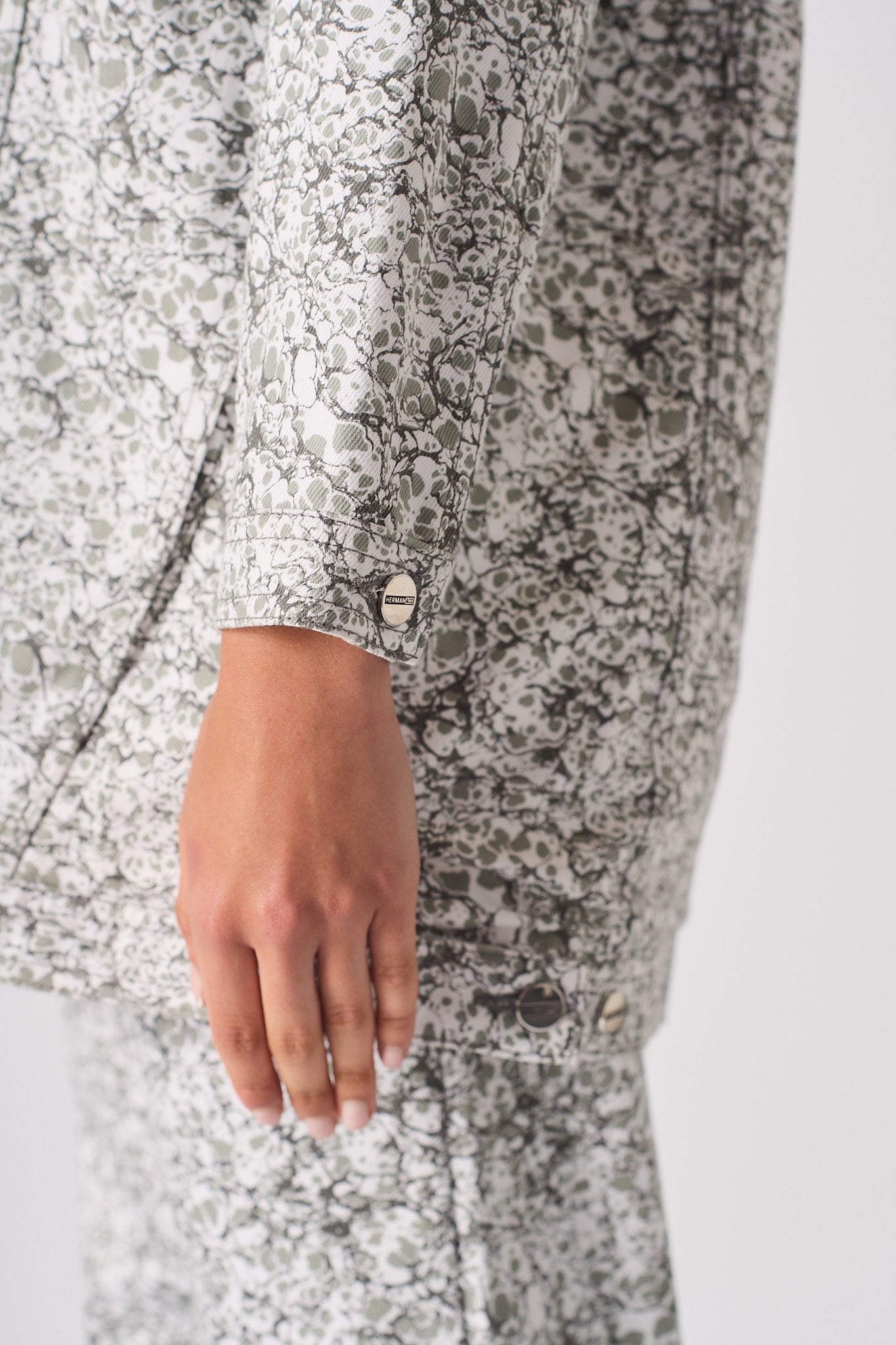 Sherpa printed Denim Jacket - Grey
