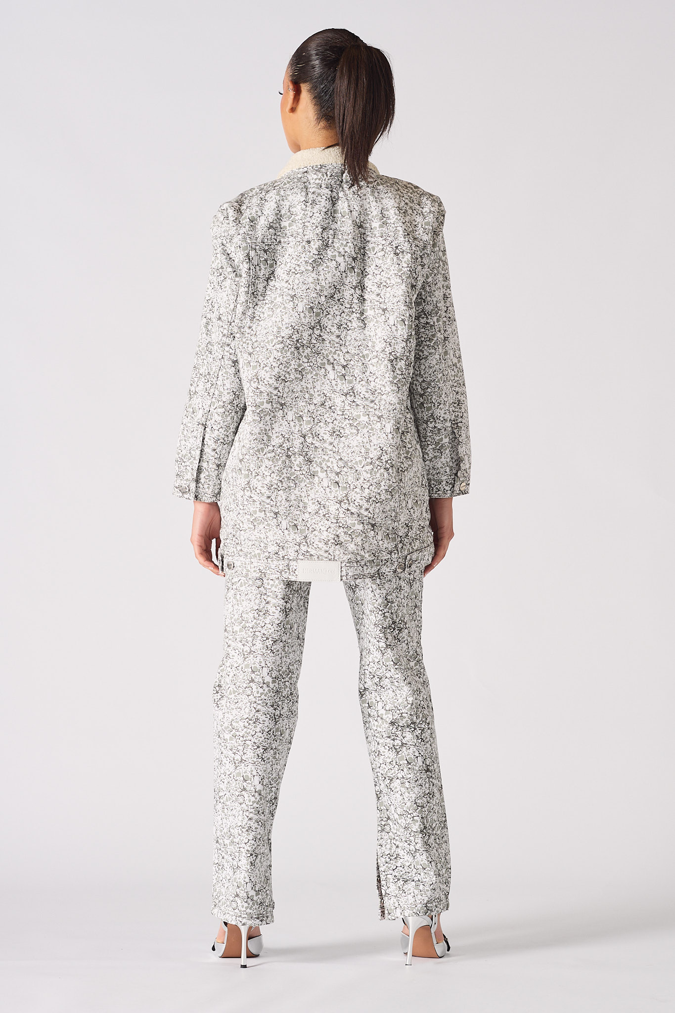 Sherpa printed Denim Jacket - Grey