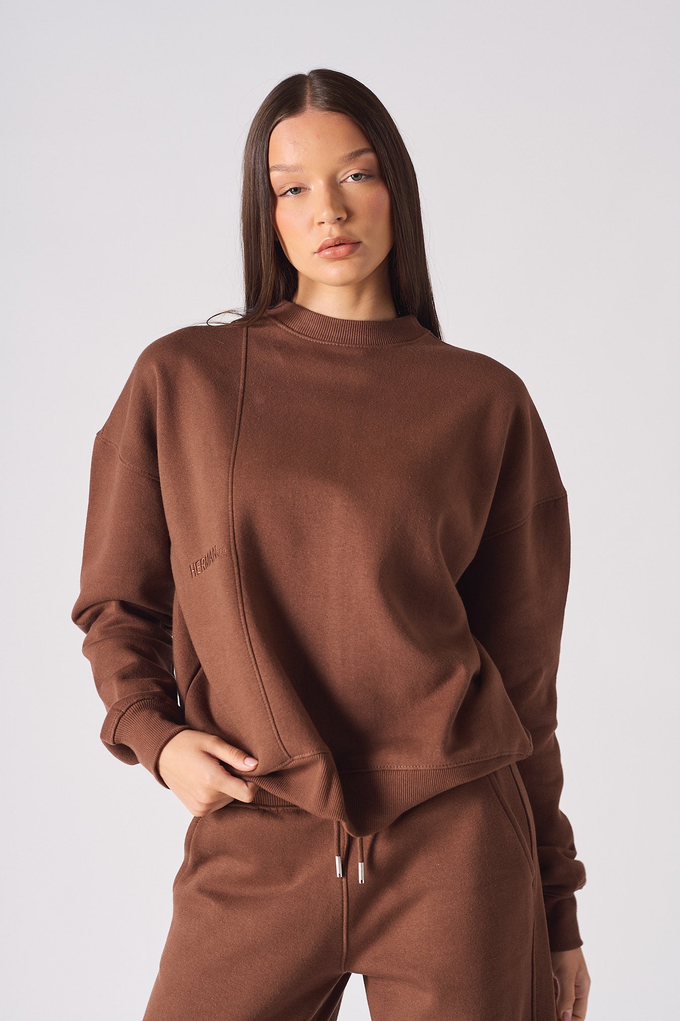 CREW NECK JUMPER - BROWN
