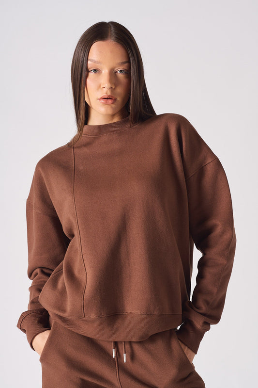 CREW NECK JUMPER - BROWN