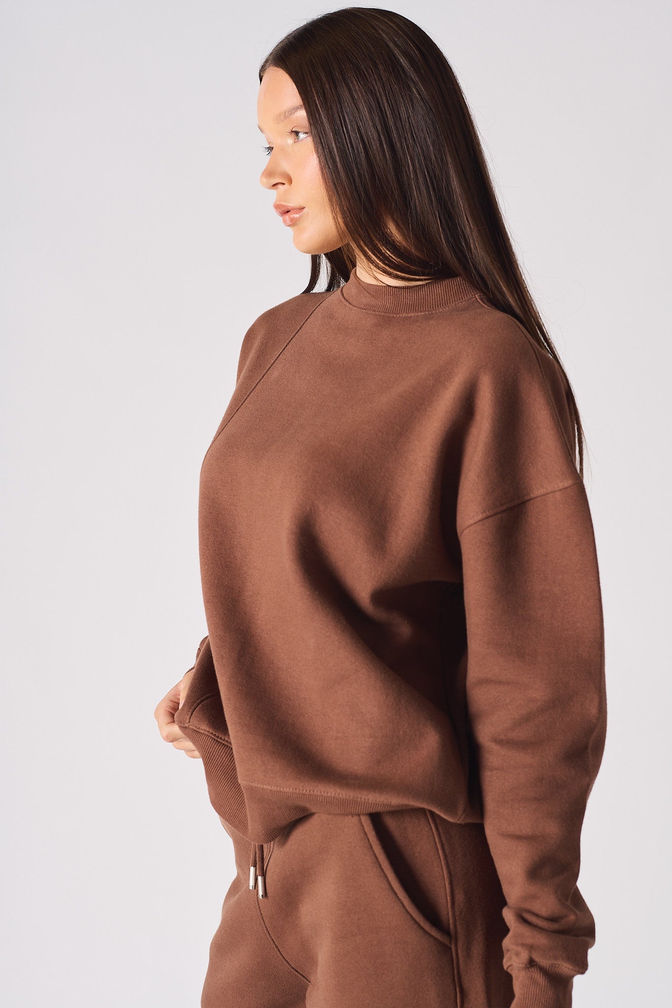 CREW NECK JUMPER - BROWN