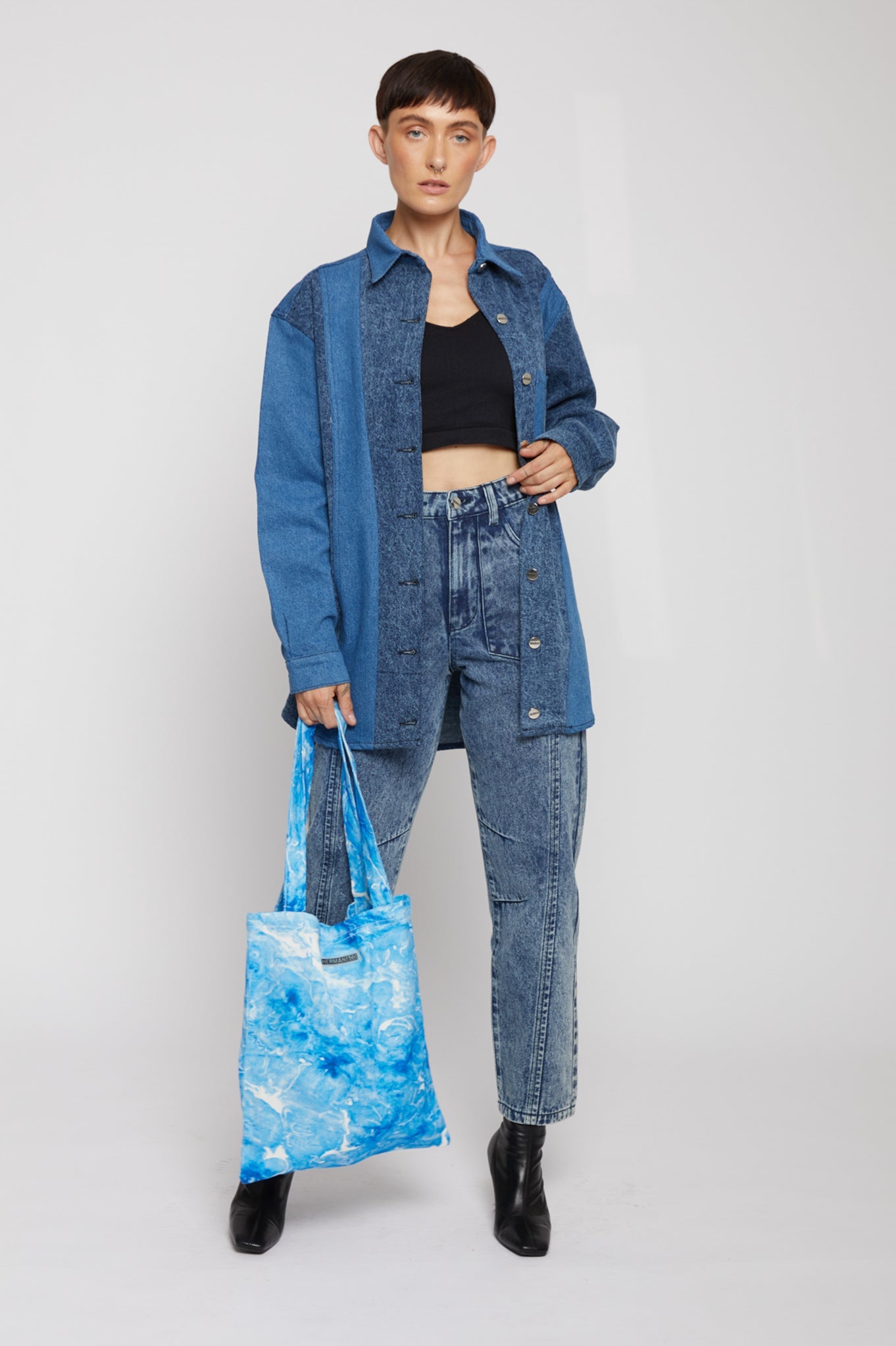 UPCYCLED HAND DYED DEEP TOTE BAG