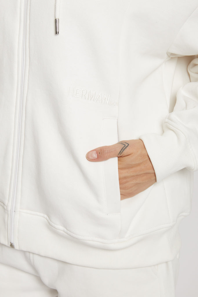 ZIP UP HOODIE - WHITE