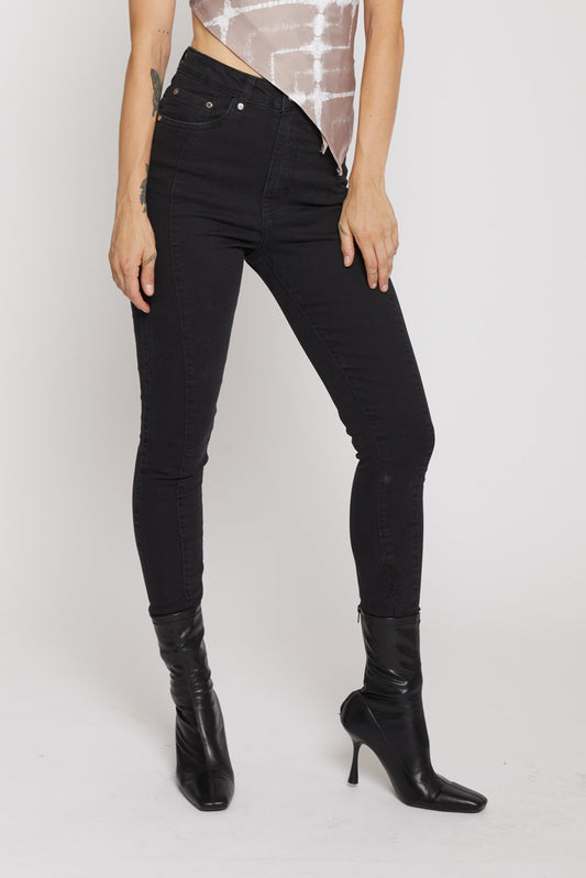 HIGH WAISTED SKINNY JEANS - BLACK