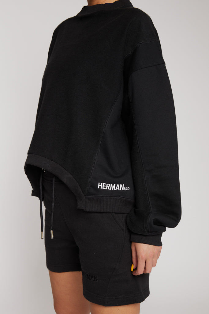 CROP CREW NECK JUMPER - BLACK
