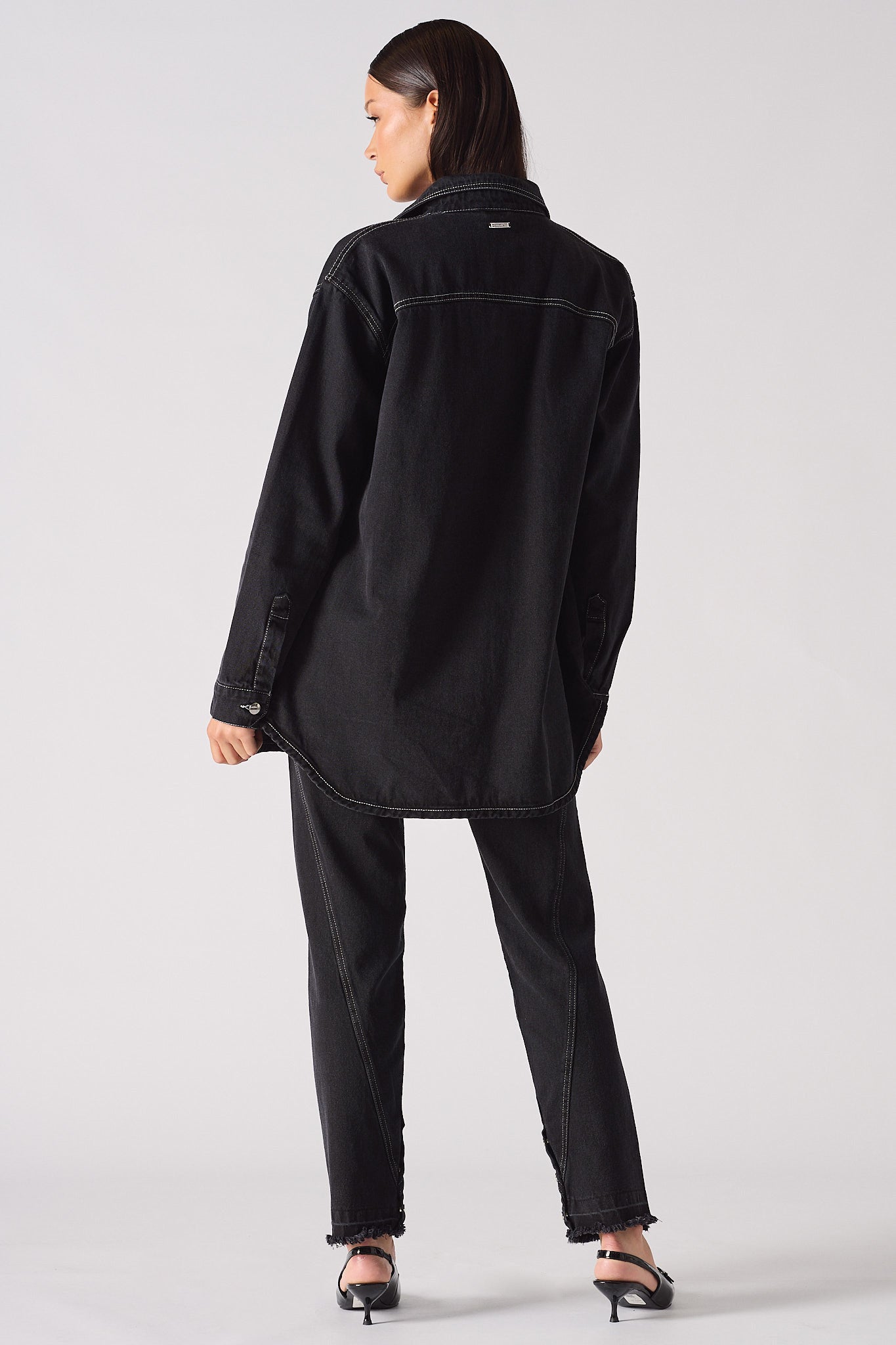 HIGH WAISTED STRAIGHT LEG JEANS - BLACK