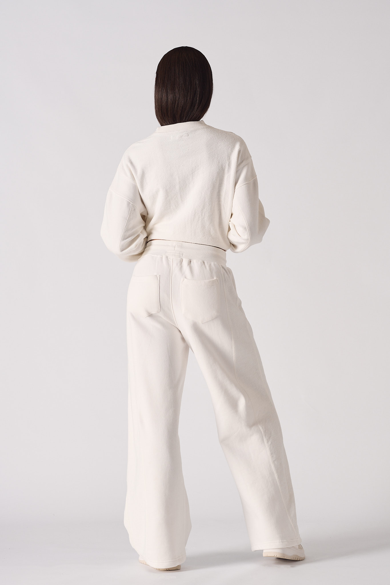 Contrast Wide Leg Joggers - White