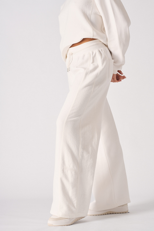 Contrast Wide Leg Joggers - White