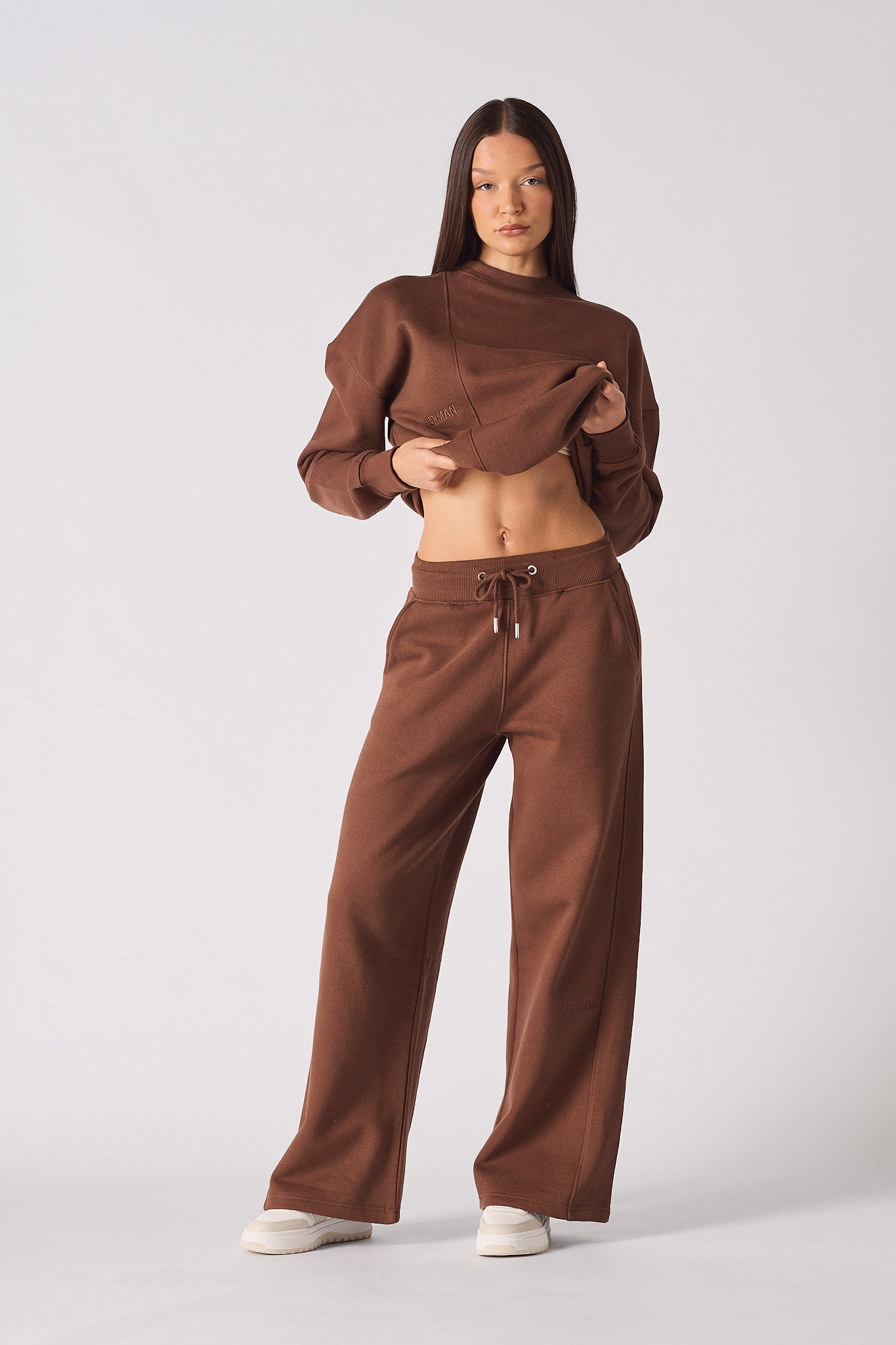 WIDE LEG JOGGERS - BROWN