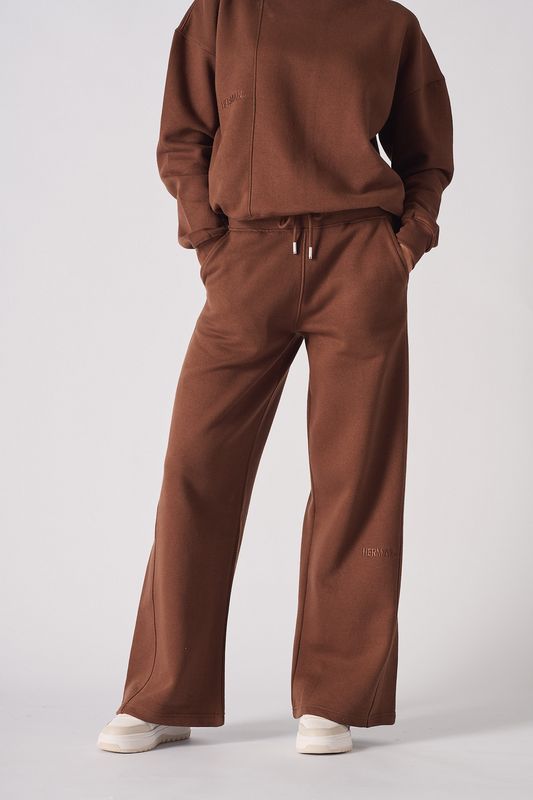 WIDE LEG JOGGERS - BROWN