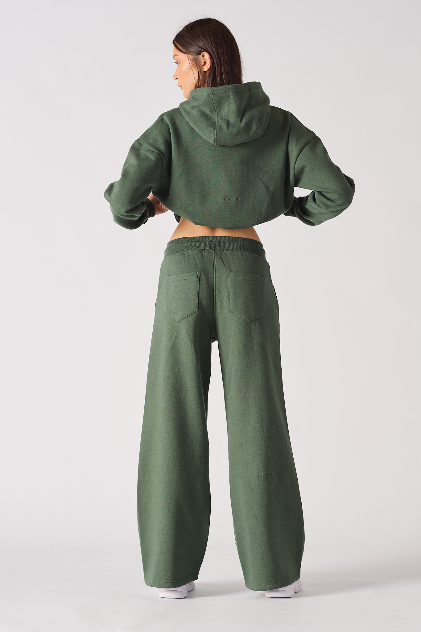 WIDE LEG JOGGERS - DARK GREEN