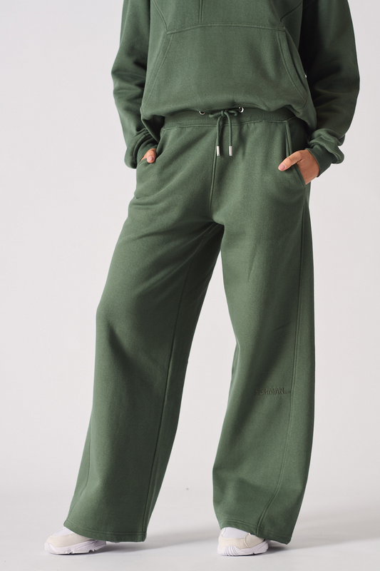 WIDE LEG JOGGERS - DARK GREEN