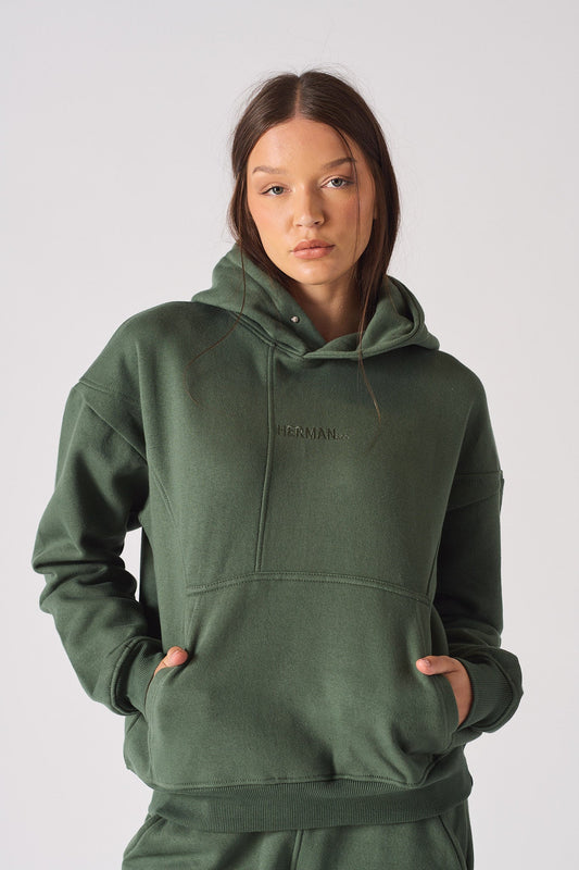 REGULAR PULLOVER HOODIE - DARK GREEN