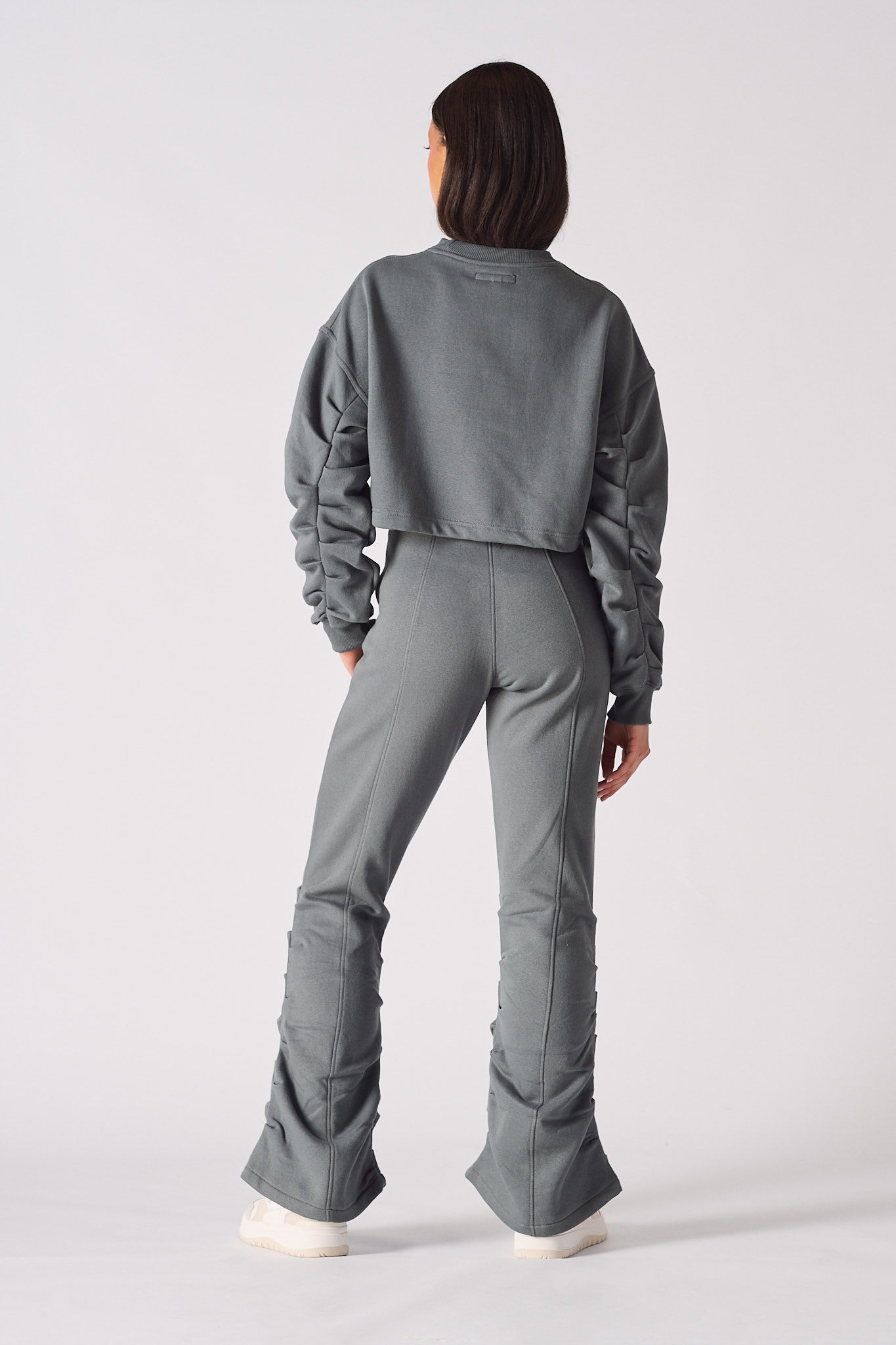 Ruched Flare Jogger - Grey