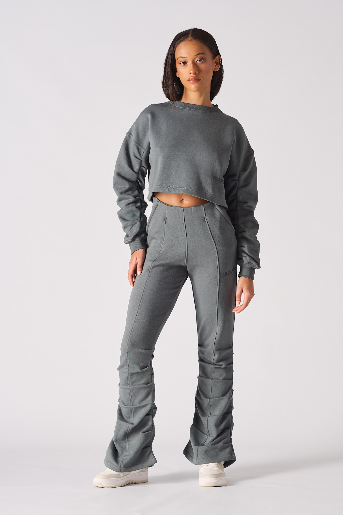 Ruched Flare Jogger - Grey
