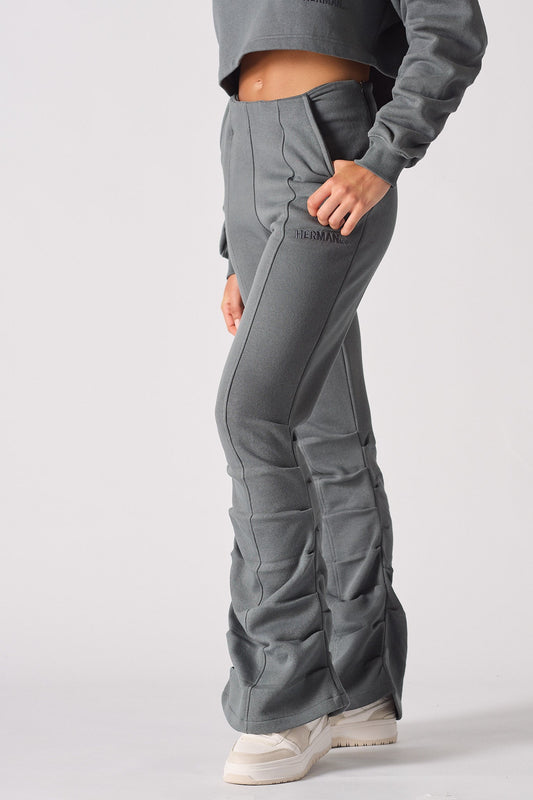 Ruched Flare Jogger - Grey
