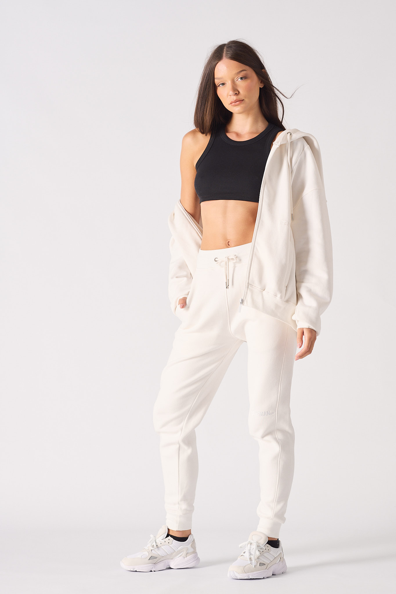 REGULAR ZIP UP HOODIE - WHITE