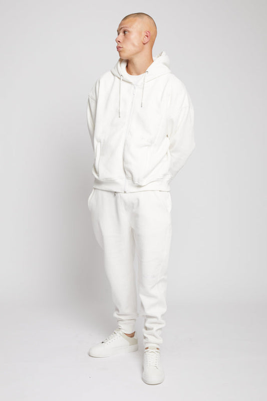ZIP UP HOODIE - WHITE