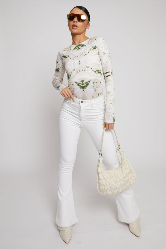 HIGH WAISTED FLARE JEANS - WHITE