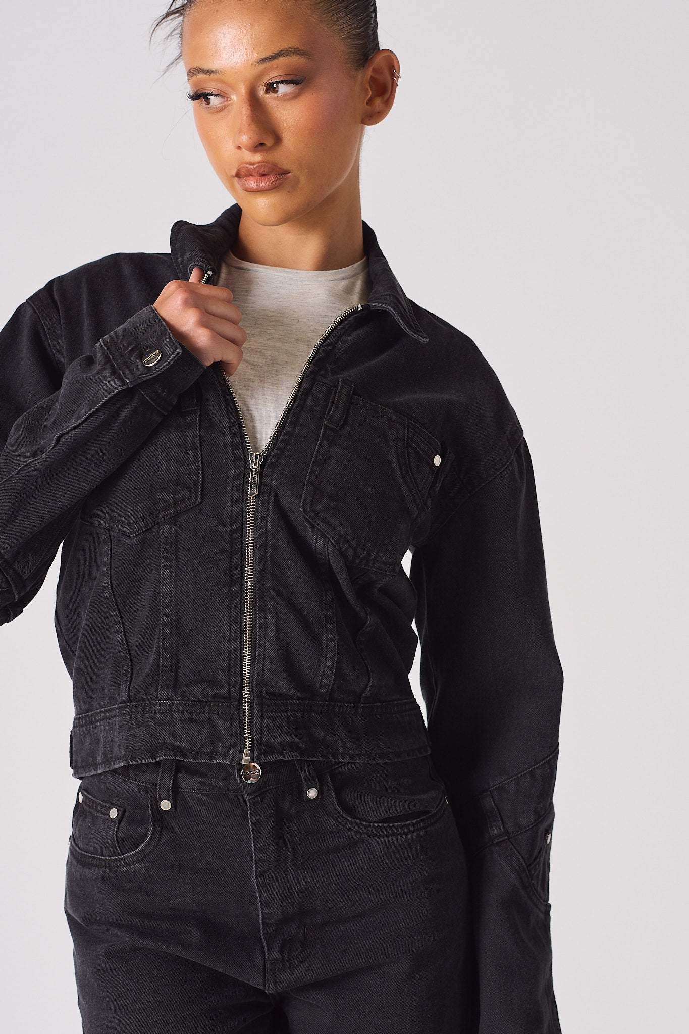 REGULAR DENIM JACKET - BLACK