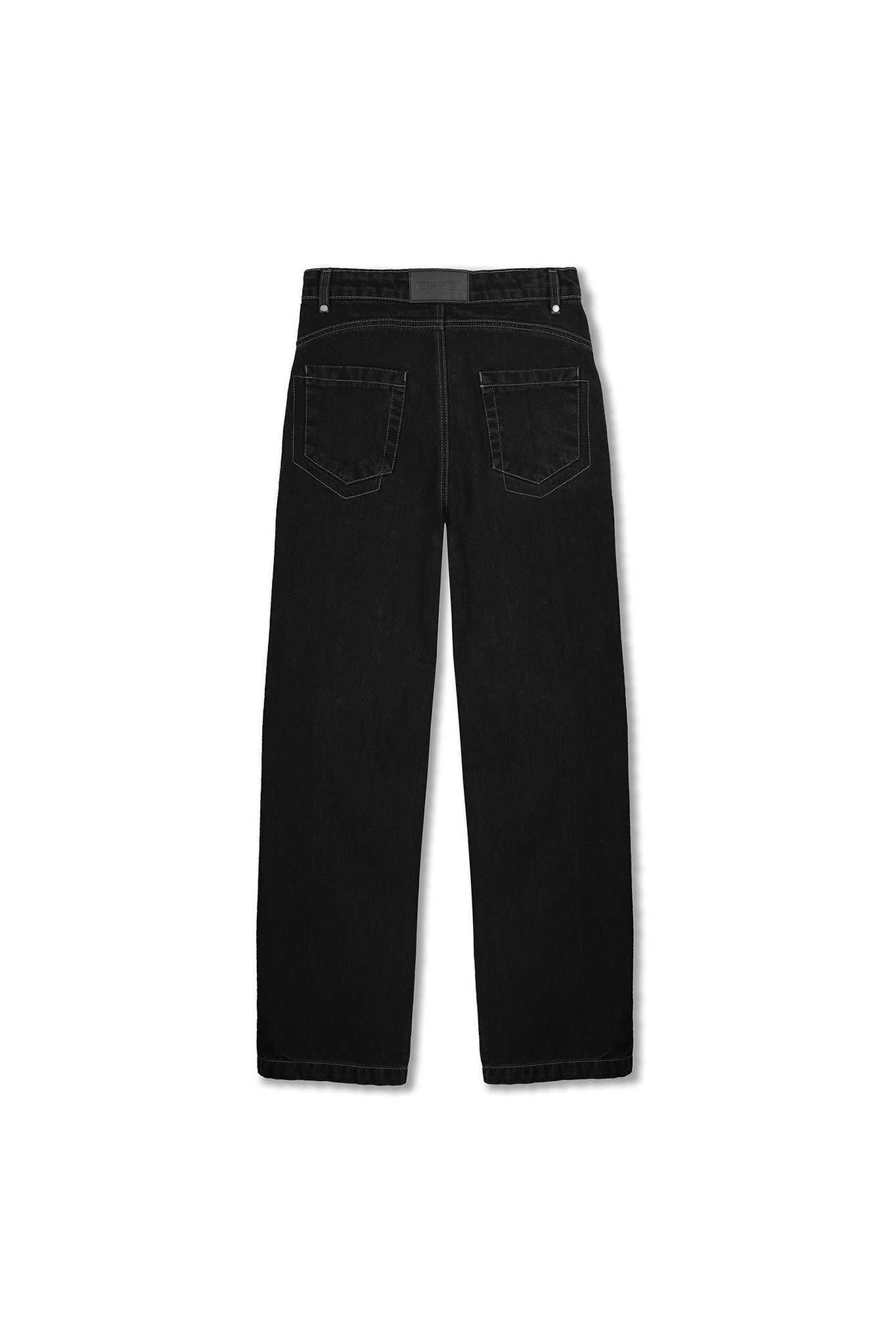 WIDE LEG CONTRAST STITCH JEANS - BLACK