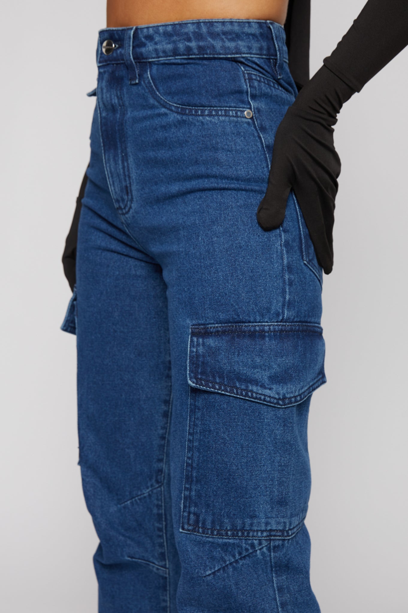 HIGH WAISTED STRAIGHT LEG JEANS - DARK BLUE