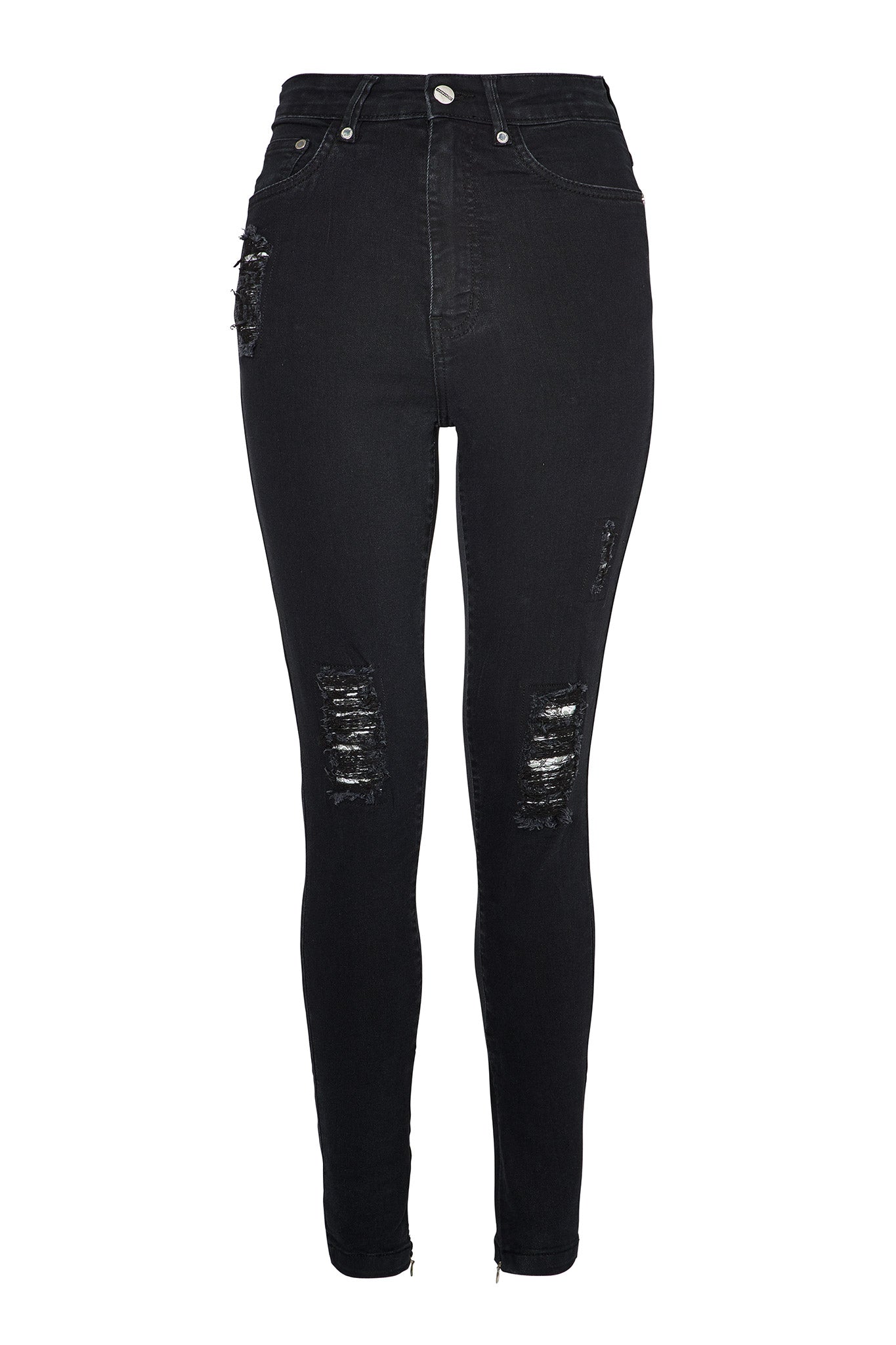 RIPPED SKINNY JEANS - BLACK