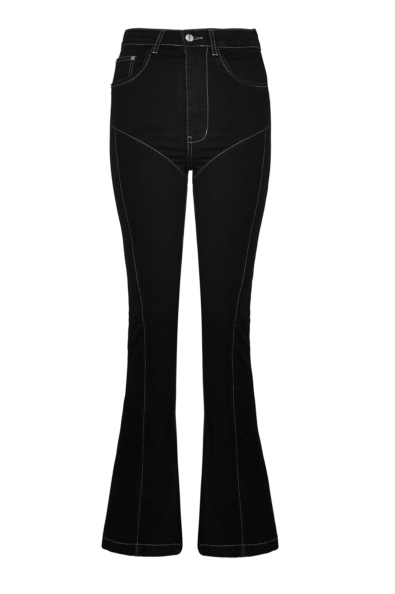 HIGH WAISTED FLARE JEANS - BLACK