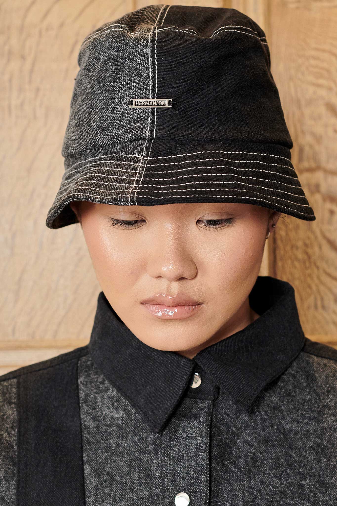 ACID WASH WOMEN BUCKET HAT - BLACK