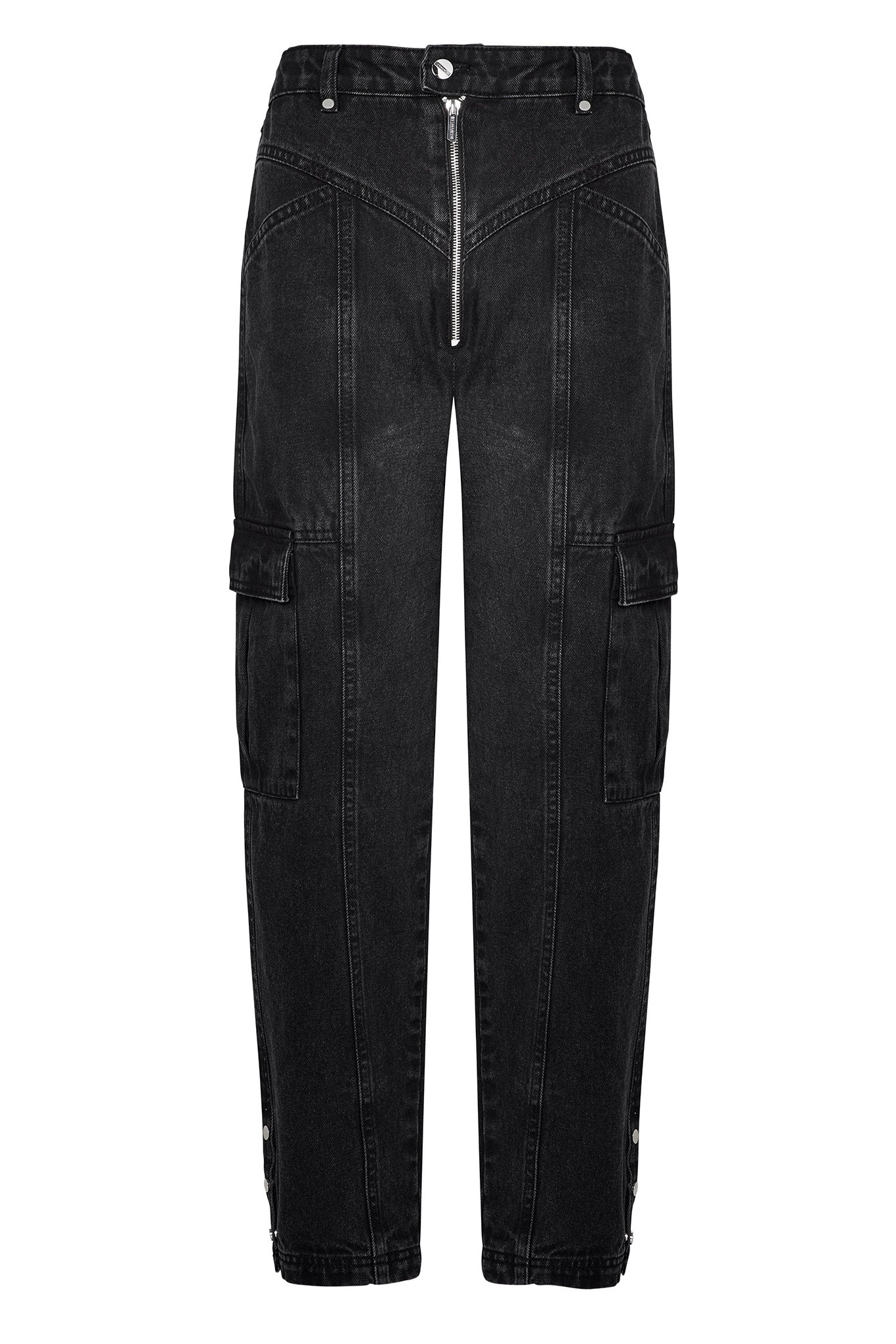 STRAIGHT LEG CARGO JEANS  - BLACK