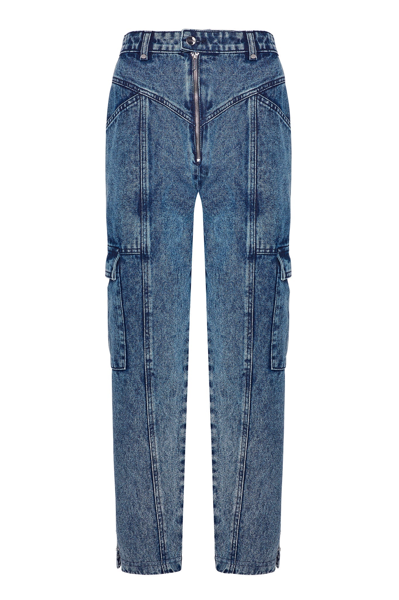 STRAIGHT LEG CARGO JEANS - BLUE