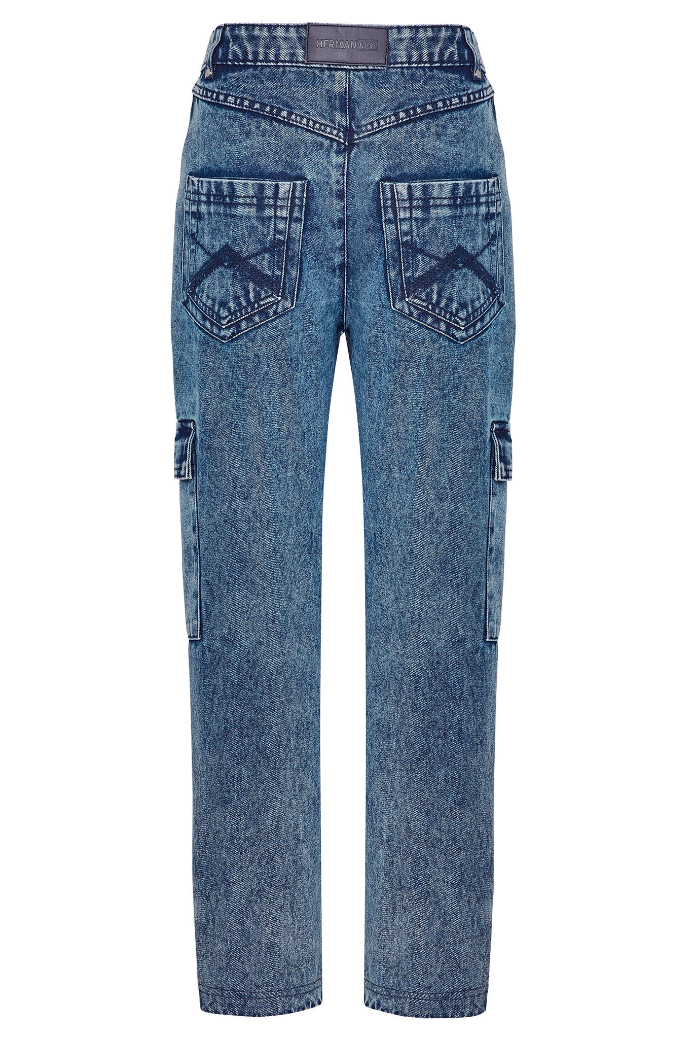 STRAIGHT LEG CARGO JEANS - BLUE