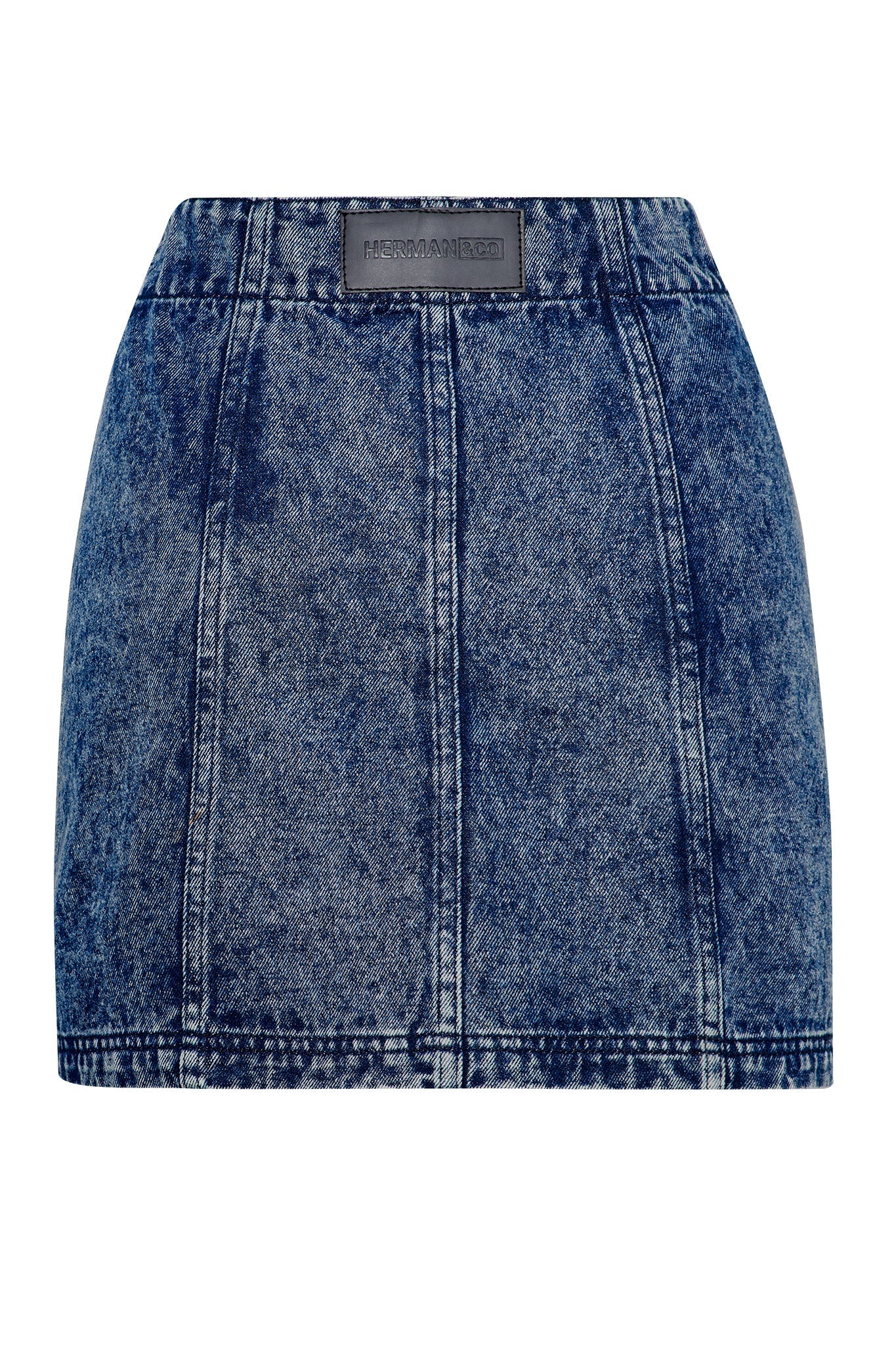 BLUE ACID WASH DENIM SKIRT- NAVY BLUE